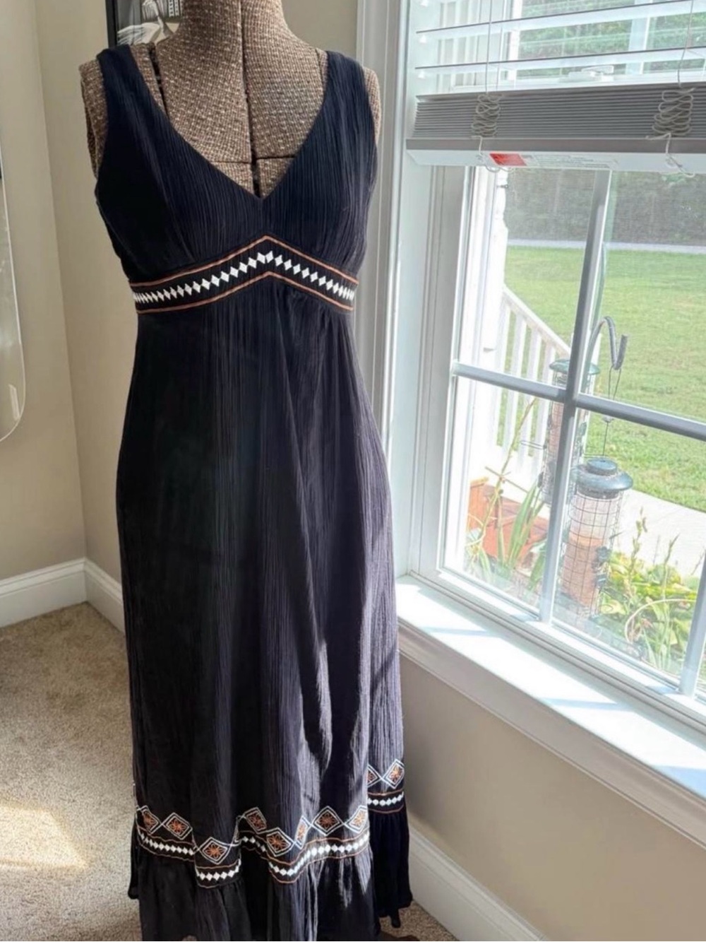 Signature by Robbie Bee Black Maxi Dress with Embroidered Accents